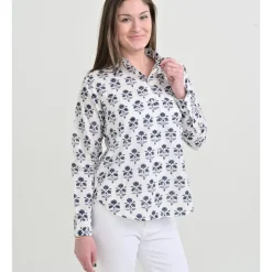 Agra Bloom Indigo Button Down Blouse