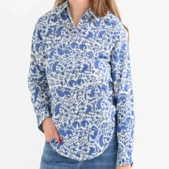 Amaranth Blue Button Down Blouse