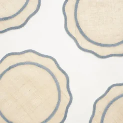 Blue Scalloped Edge Natural Fiber Placemats | Set 4