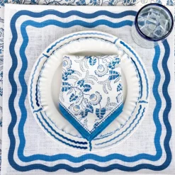 Blue Square Wave Placemat | Set of 4