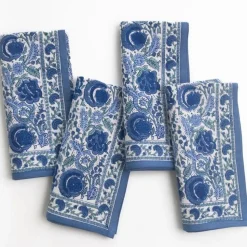 Bohemian Floral Azure Blue & Aqua Napkin | Set of 4