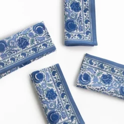 Bohemian Floral Azure Blue & Aqua Napkin | Set of 4