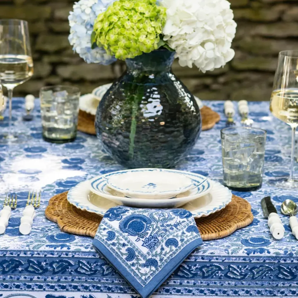 Bohemian Floral Azure Blue & Aqua Napkin | Set of 4