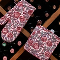 Bohemian Floral Dusty Rose Oven Mitt Set