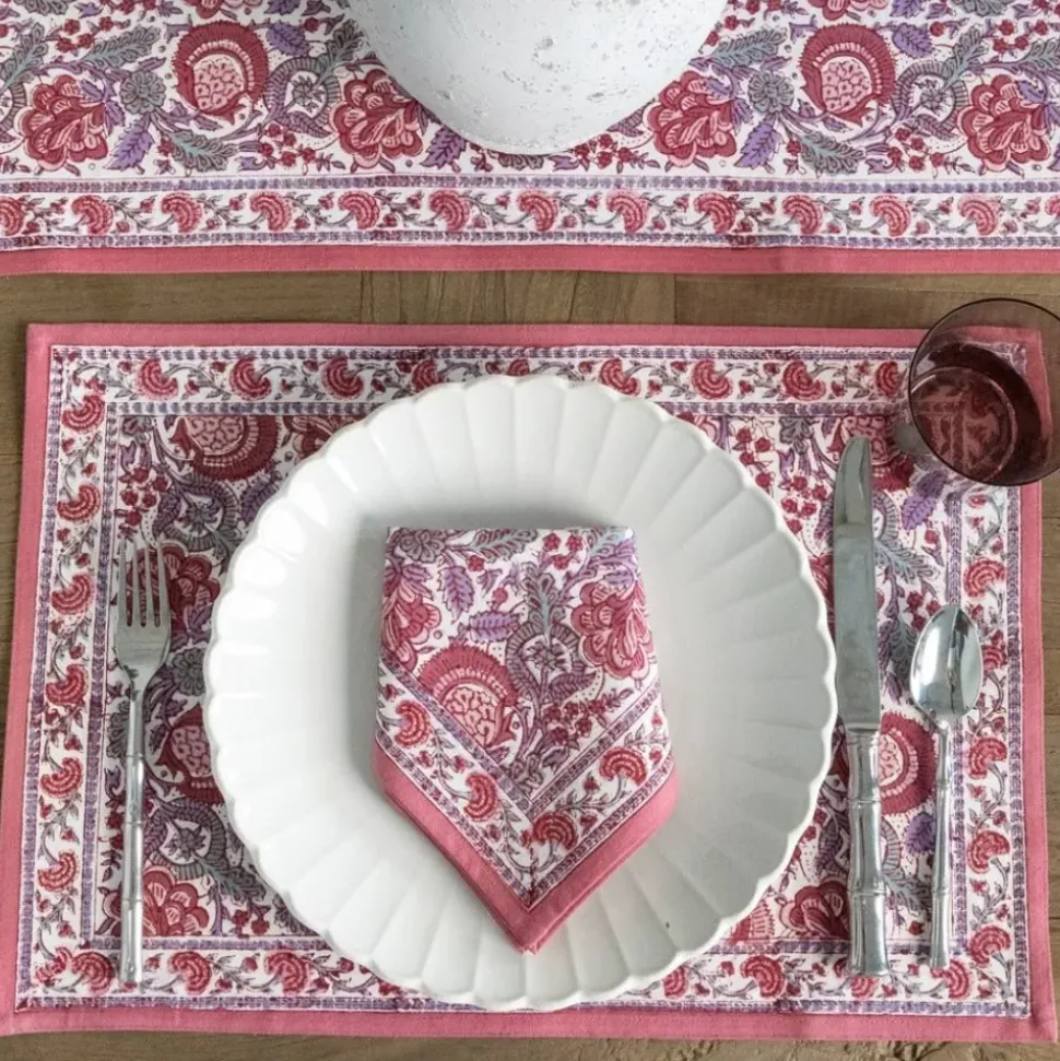 Bohemian Floral Dusty Rose Placemat | Set of 4