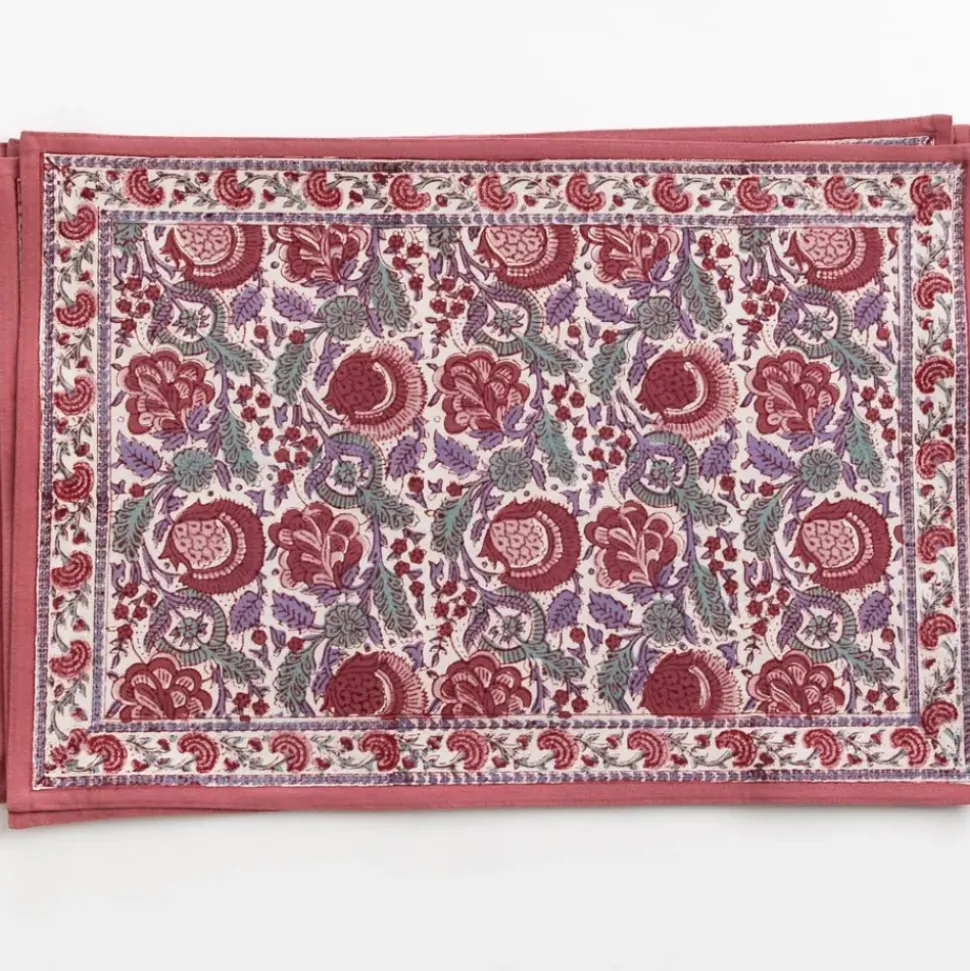 Bohemian Floral Dusty Rose Placemat | Set of 4