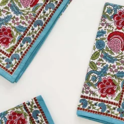 Bohemian floral printed cotton napkins