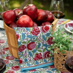 Bohemian Floral Turquoise Tea Towels | Set of 2