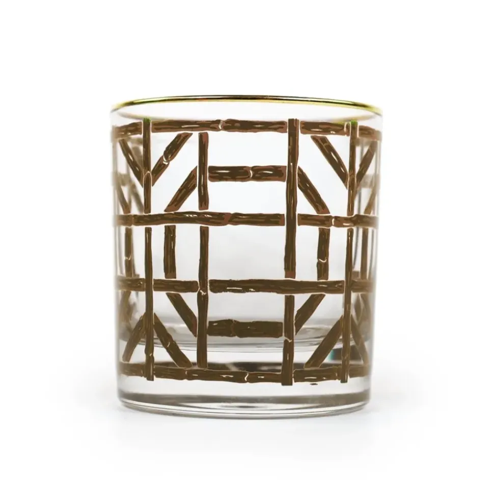Brown Bamboo Bourbon Glass | Set 4