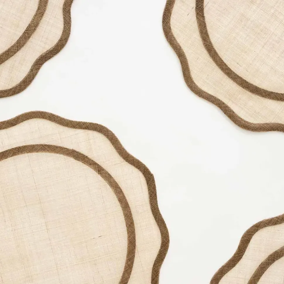 Brown Scalloped Rice Paper Placemats