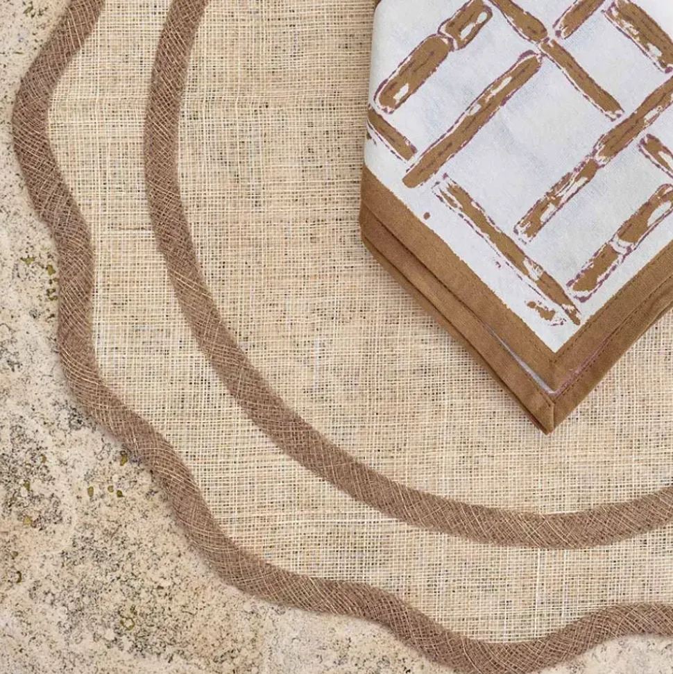 Brown Scalloped Rice Paper Placemats