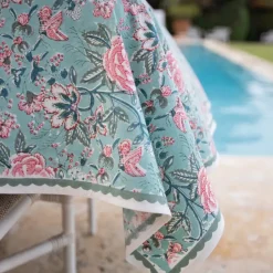 Butterfly Garden Aqua & Rose Tablecloth