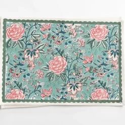 Butterfly Garden Aqua & Rose Placemat | Set of 4