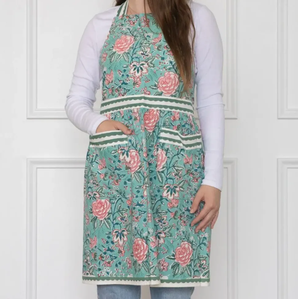 Butterfly Garden Aqua & Rose Apron