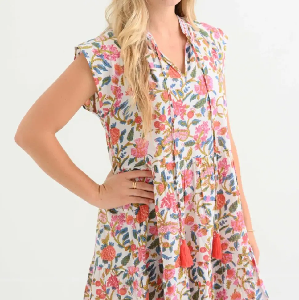 Cabana Garden Cap Sleeve Flounce Dress
