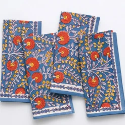 Cactus Flower Blue & Poppy Napkin | Set of 4