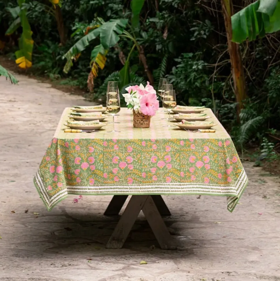Cactus Flower Fern & Flamingo Tablecloth