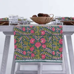 Cactus Flower Jade Table Runner