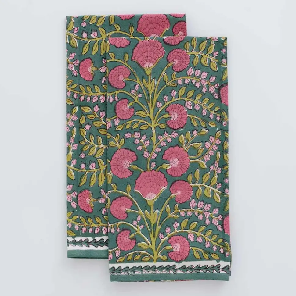 Cactus Flower Jade Tea Towels