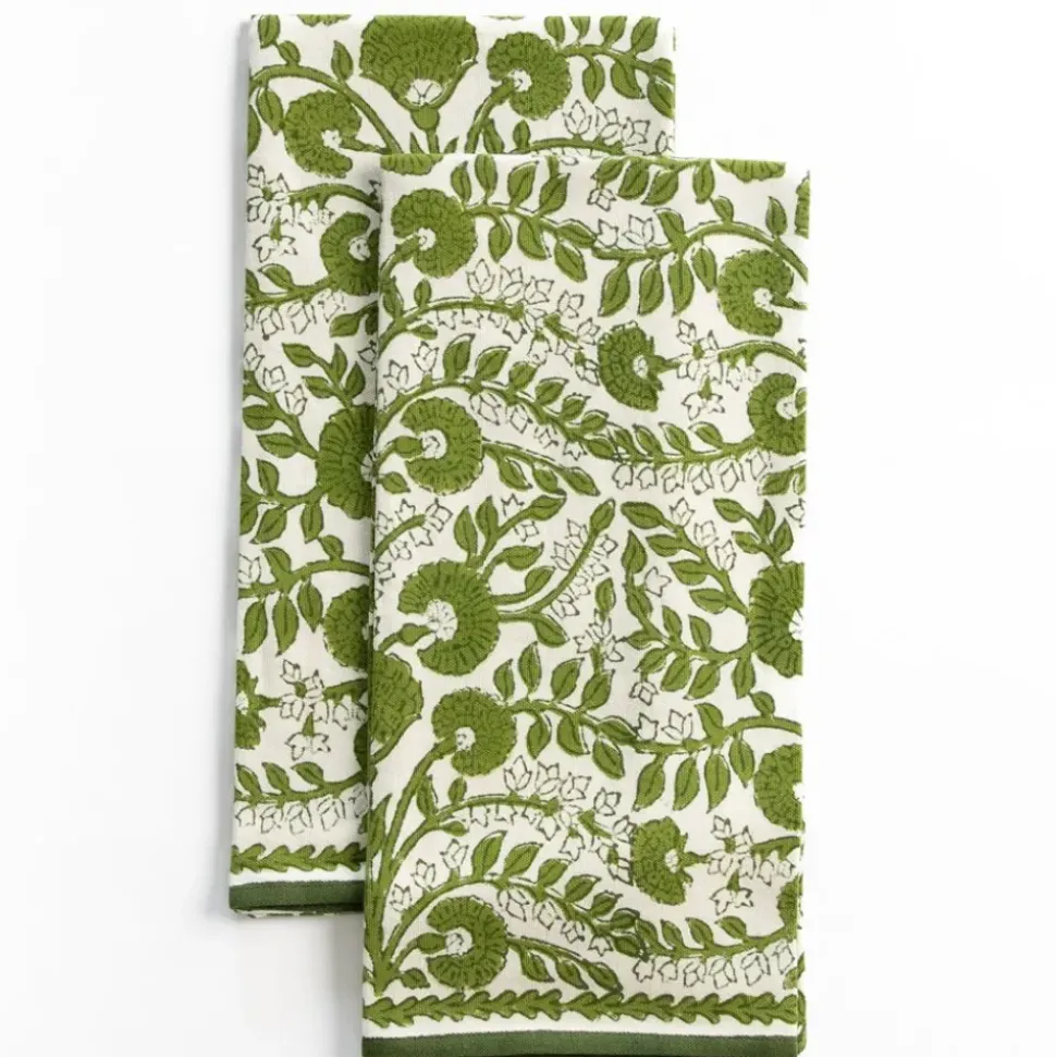 Cactus Flower Lettuce Green Tea Towels