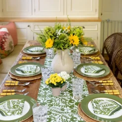 Cactus Flower Lettuce Green Table Runner