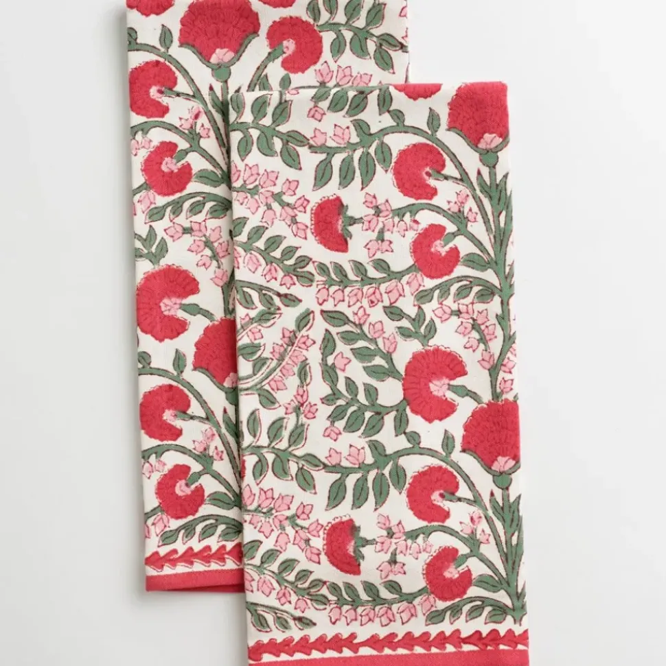 Cactus Flower Scarlet & Rose Tea Towels