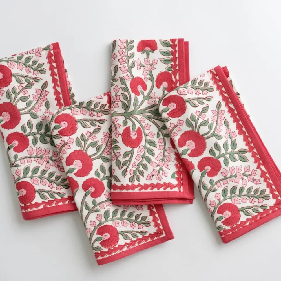 Cactus Flower Scarlet & Rose Napkin | Set of 4