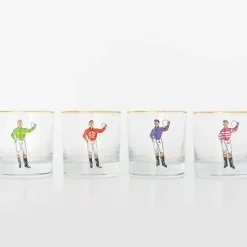 Classic Jockey Silks Bourbon Glass Mixed Set of 4
