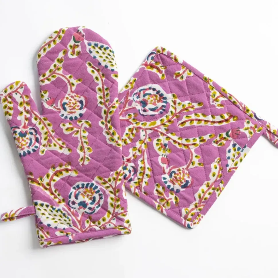 Climbing Dahlia Lilac Oven Mitt Set