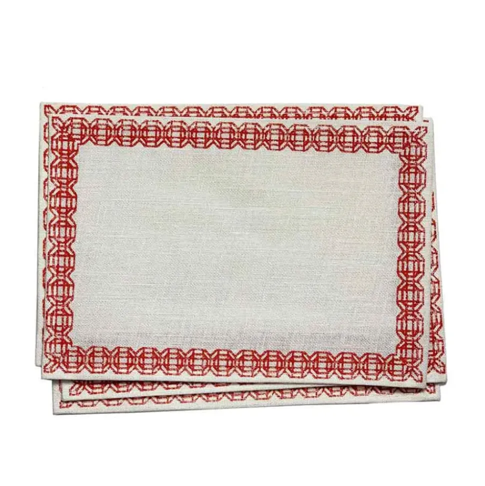Coral Bamboo Jute Placemat | Set of 4