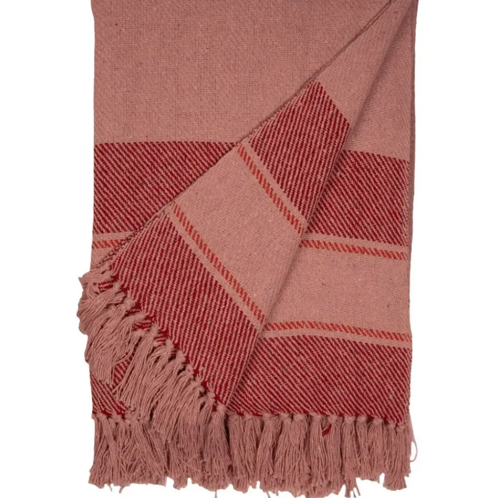 Crimson Bold Stripe Woven Throw