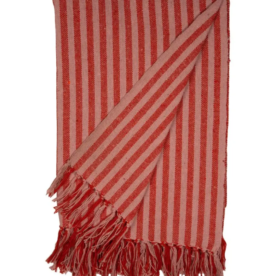 Crimson Candy Stripe Woven Throw