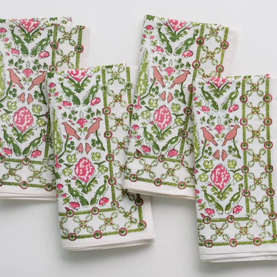 Dove & Cypress Pink & Green Napkin | Set of 4