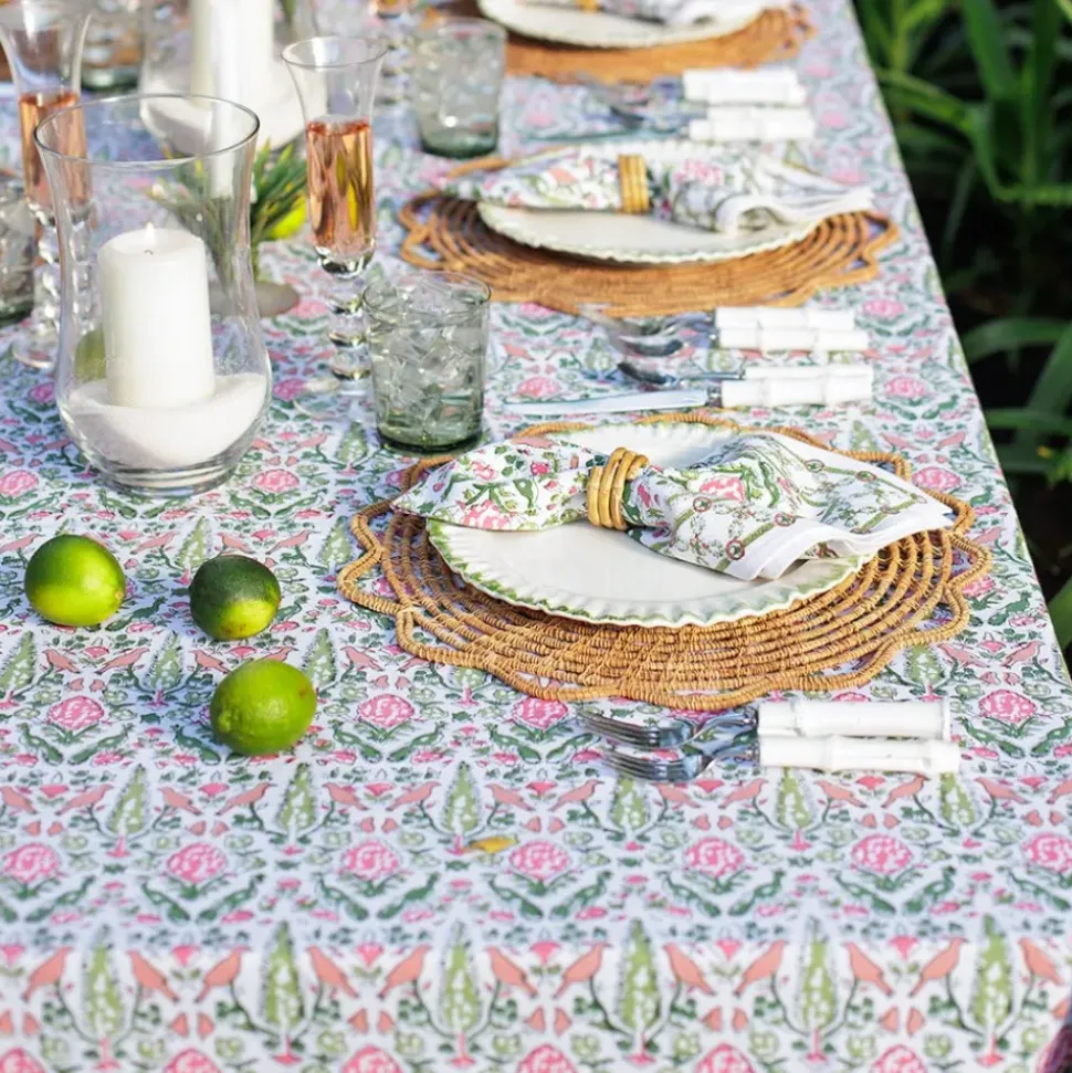 Dove & Cypress Pink & Green Tablecloth