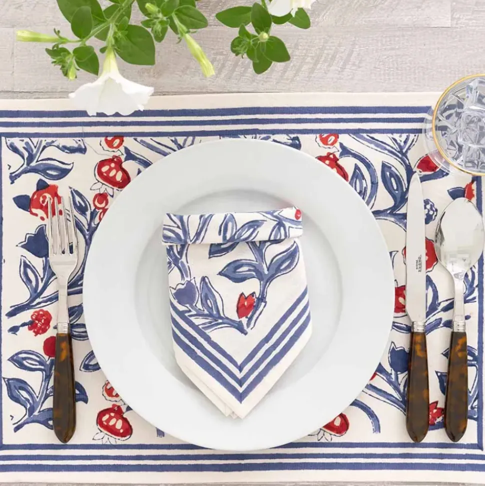 Emma Red & Blue Napkin | Set of 4