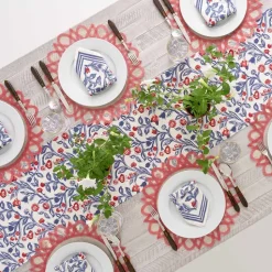 Emma Red & Blue Table Runner