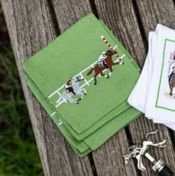 Finish line horse race embroidered cocktail napkins