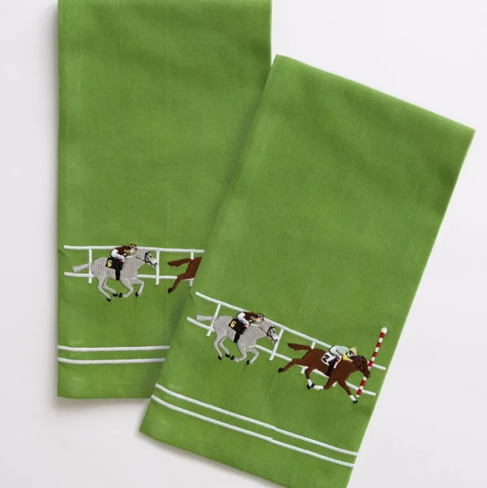 Finish Line Horse Racing Embroidered Hand Towels