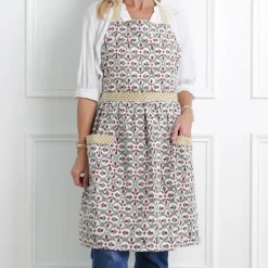 Fleur de Lis Antique Jade Apron