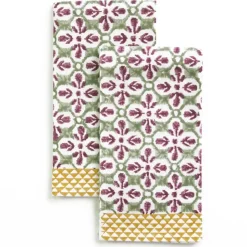 Fleur de Lis Antique Jade Tea Towels
