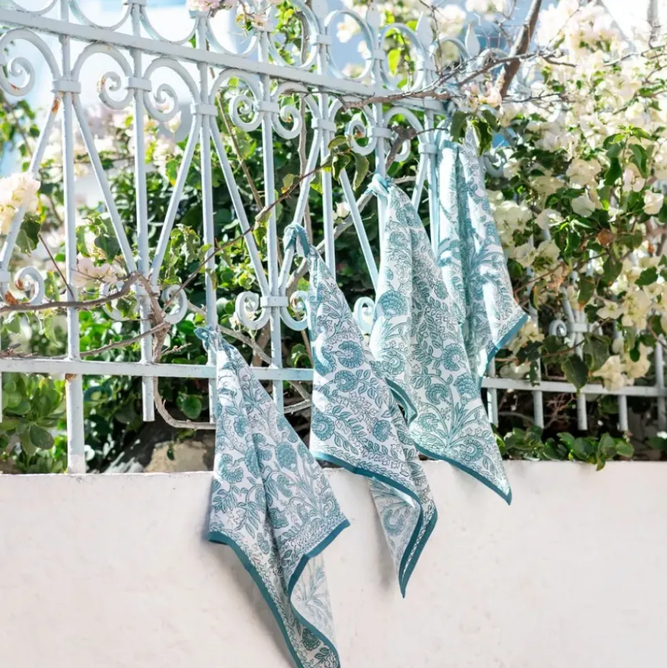 Floral Trellis Aqua Napkin | Set of 4