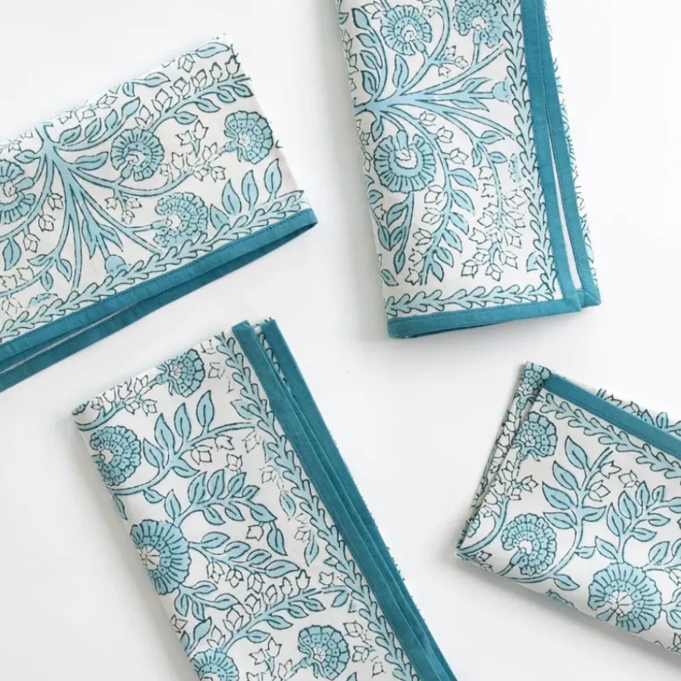 Floral Trellis Aqua Napkin | Set of 4