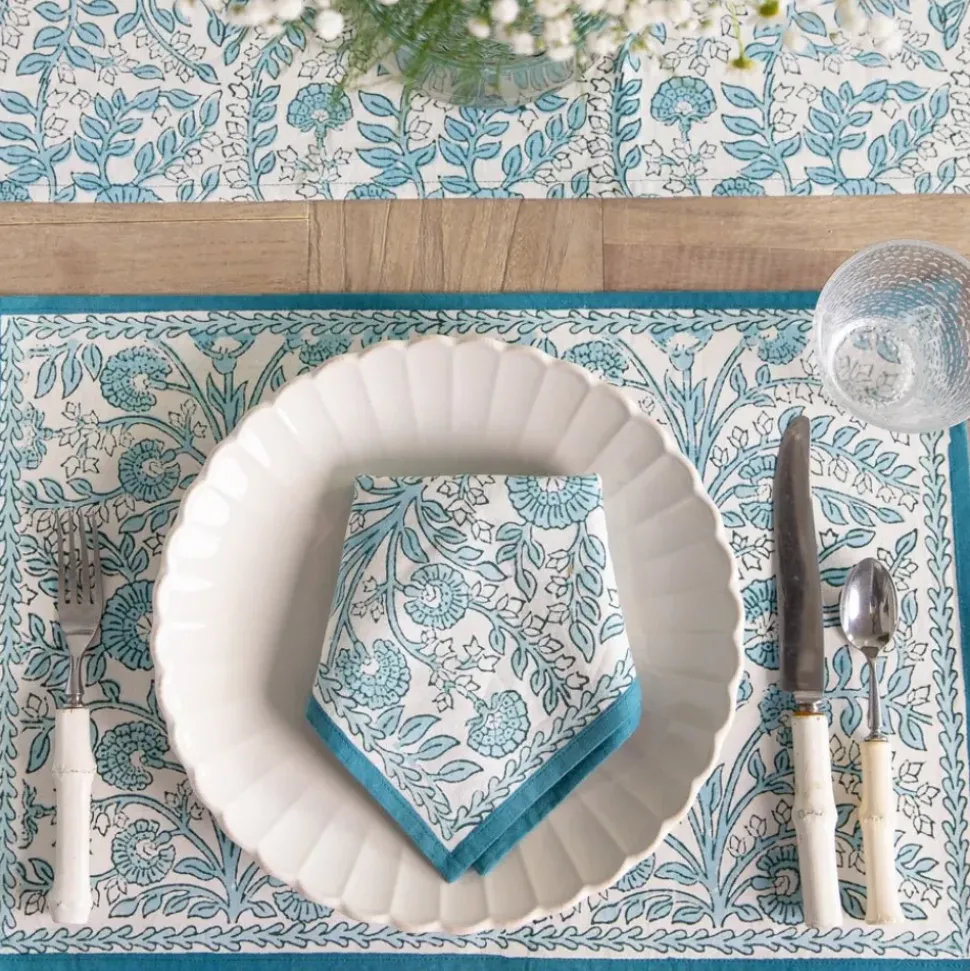 Floral Trellis Aqua Placemat | Set of 4
