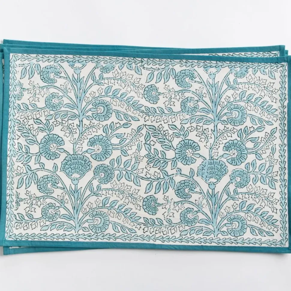 Floral Trellis Aqua Placemat | Set of 4