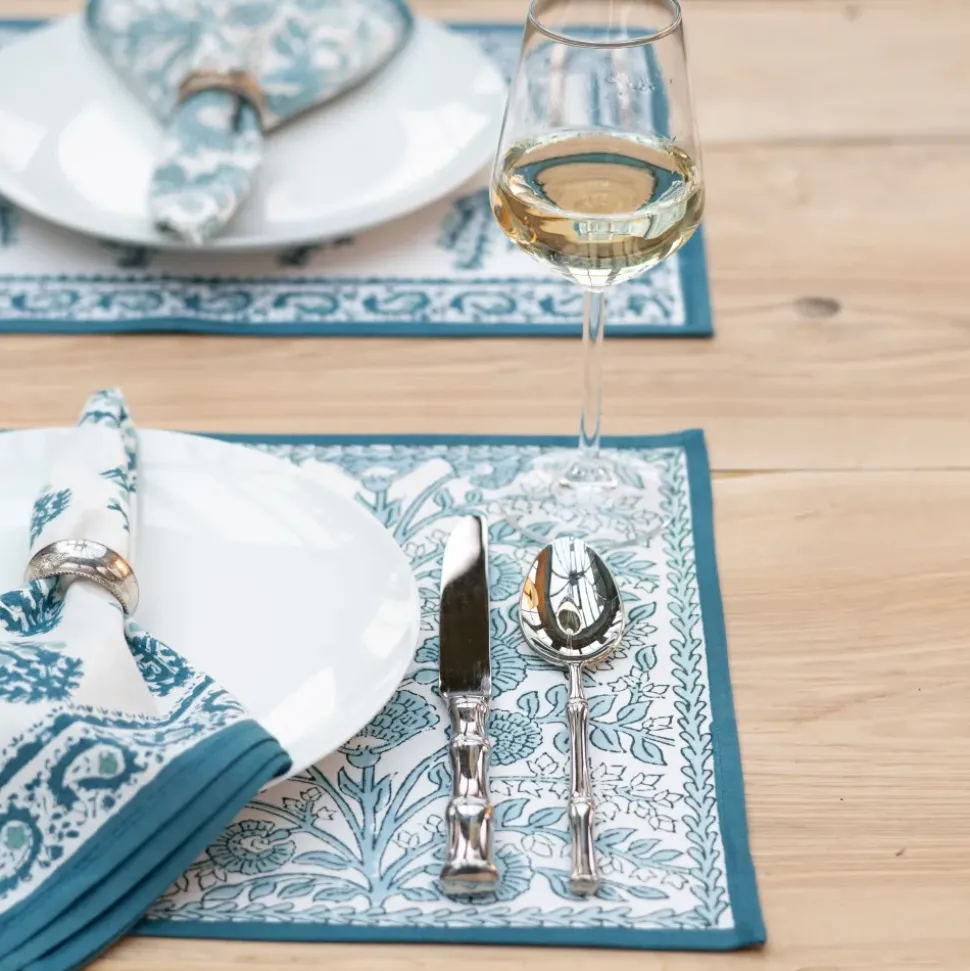 Floral Trellis Aqua Placemat | Set of 4