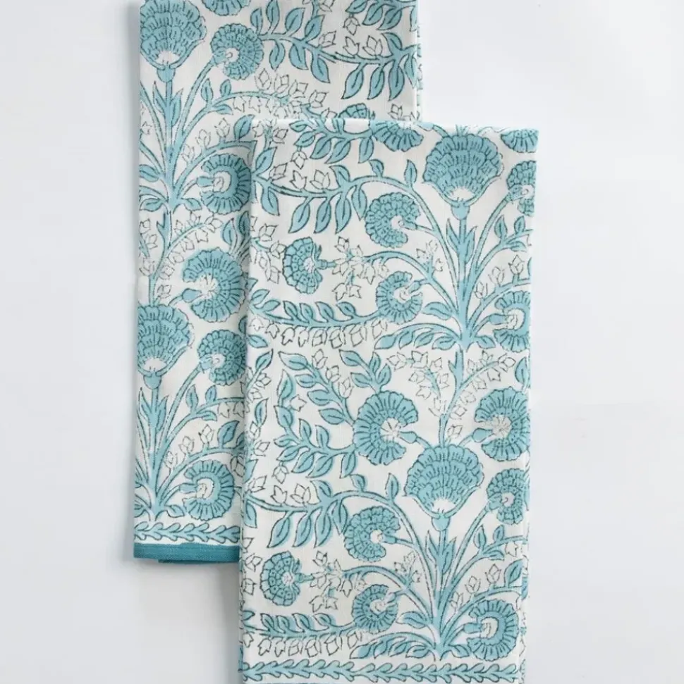 Floral Trellis Aqua Tea Towels