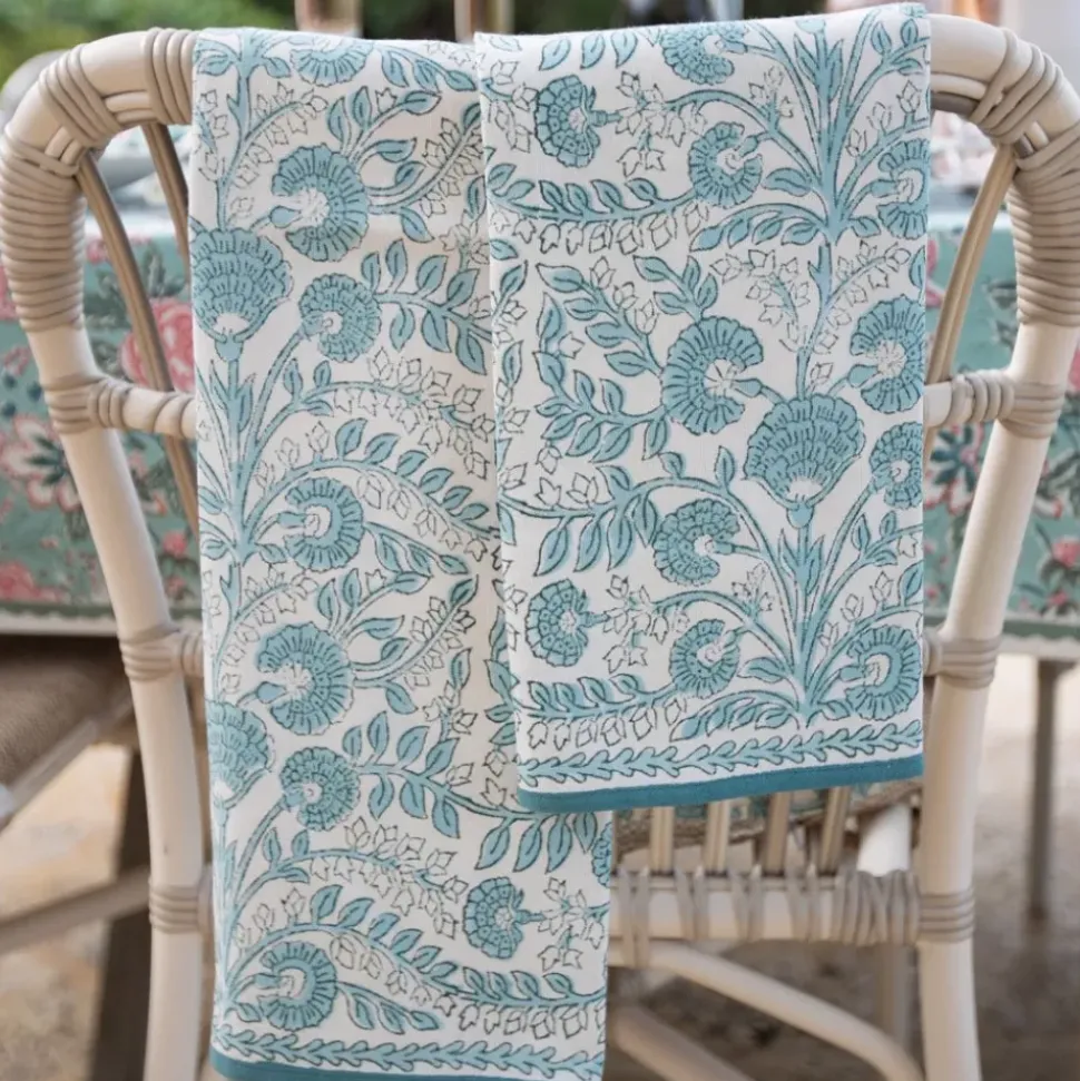 Floral Trellis Aqua Tea Towels