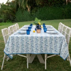 Gardenia Vine Azure Tablecloth