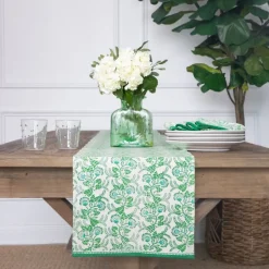 Gardenia Vine Emerald Table Runner