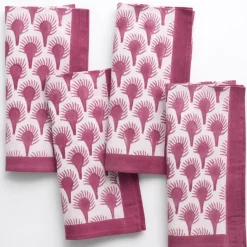 Geo Feather Fuchsia Napkin | Set of 4